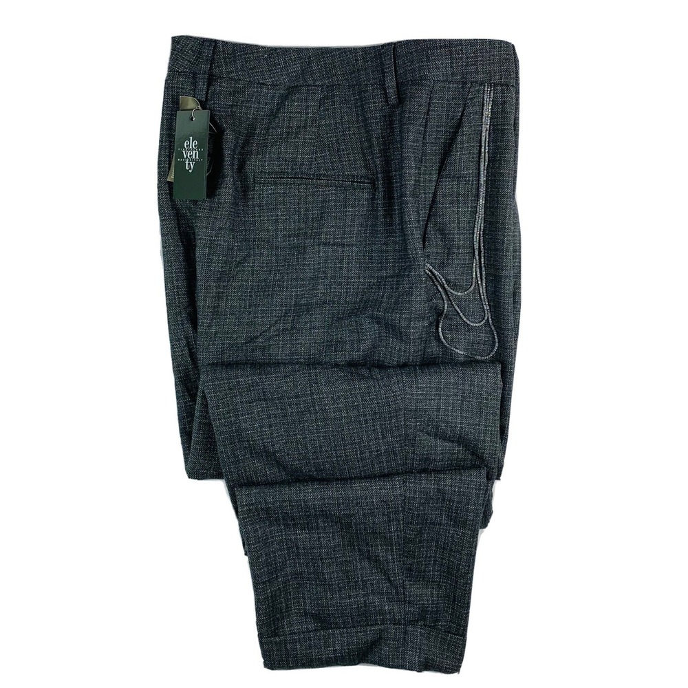Eleventy Gray Pleated Wool Trouser Pants Womens Size 10 Chain NWT 980PA0120